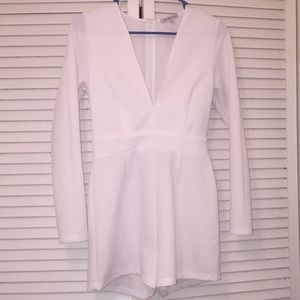 Deep V Neck Long Sleeved Romper